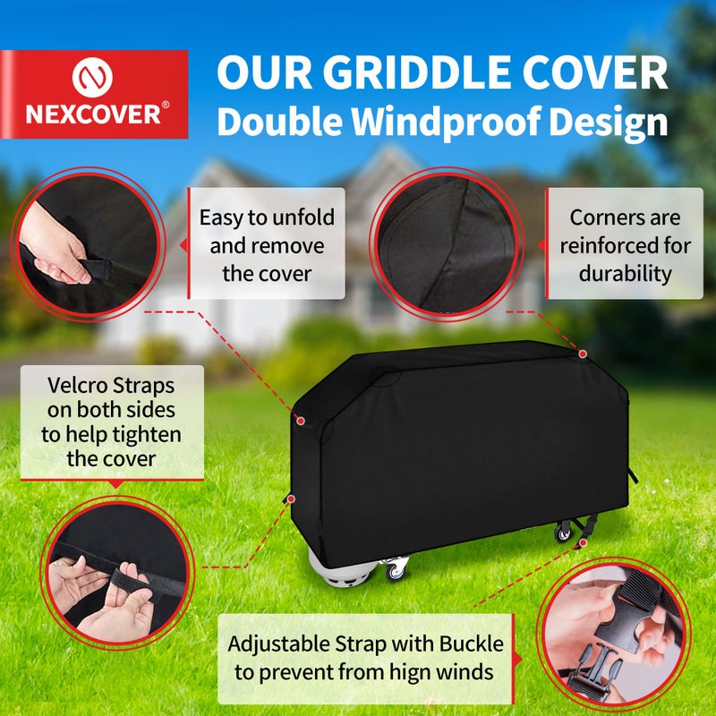 NEXCOVER Griddle Cover for Blackstone 36 Inch Griddle, Water-Proof Heavy Duty Material, Flat Top Grill Cover with Support Pole for Camp Chef 600 and More 4-Burner Griddle - Image 3